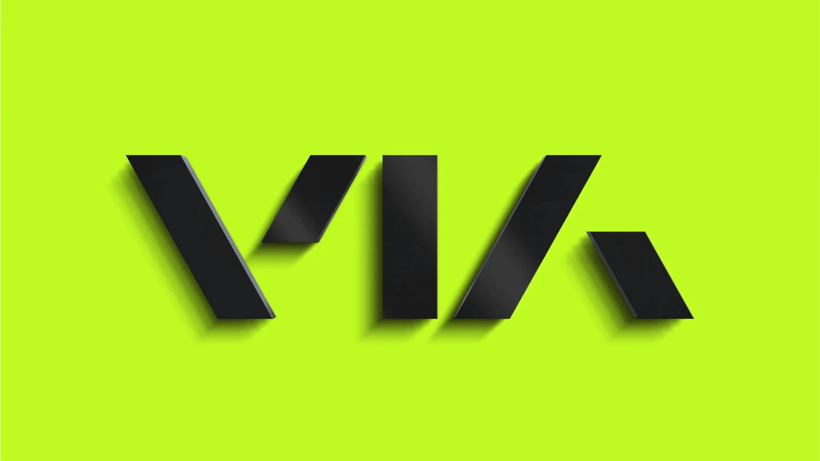 VIA Logo auf leuchtendem Lime-Hintergrund.